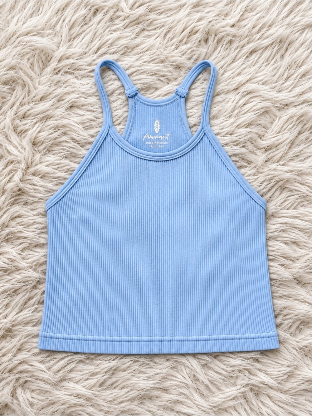 FP Movement Ribbed Racerback Crop Tank Light Blue XS/S Free People